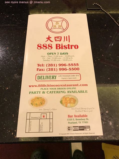 888 bistro - Start your review of Ma T 888 China Bistro. Overall rating. 67 reviews. 5 stars. 4 stars. 3 stars. 2 stars. 1 star. Filter by rating. Search reviews. Search reviews ... 